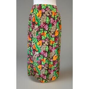 Joan Leslie Women 14 Skirt Vibrant Exotic Tropical Island Vibe Faux Wrap